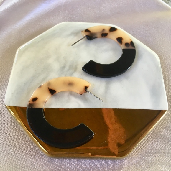 Color Block Leopard Acrylic Tortoise Shell Earring - Picture 6 of 6